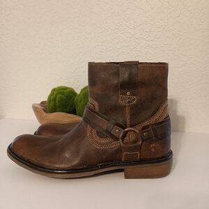 ROAN by BED STU Native II Brown Leather Distressed Look Side Zip Boots Size 9.5